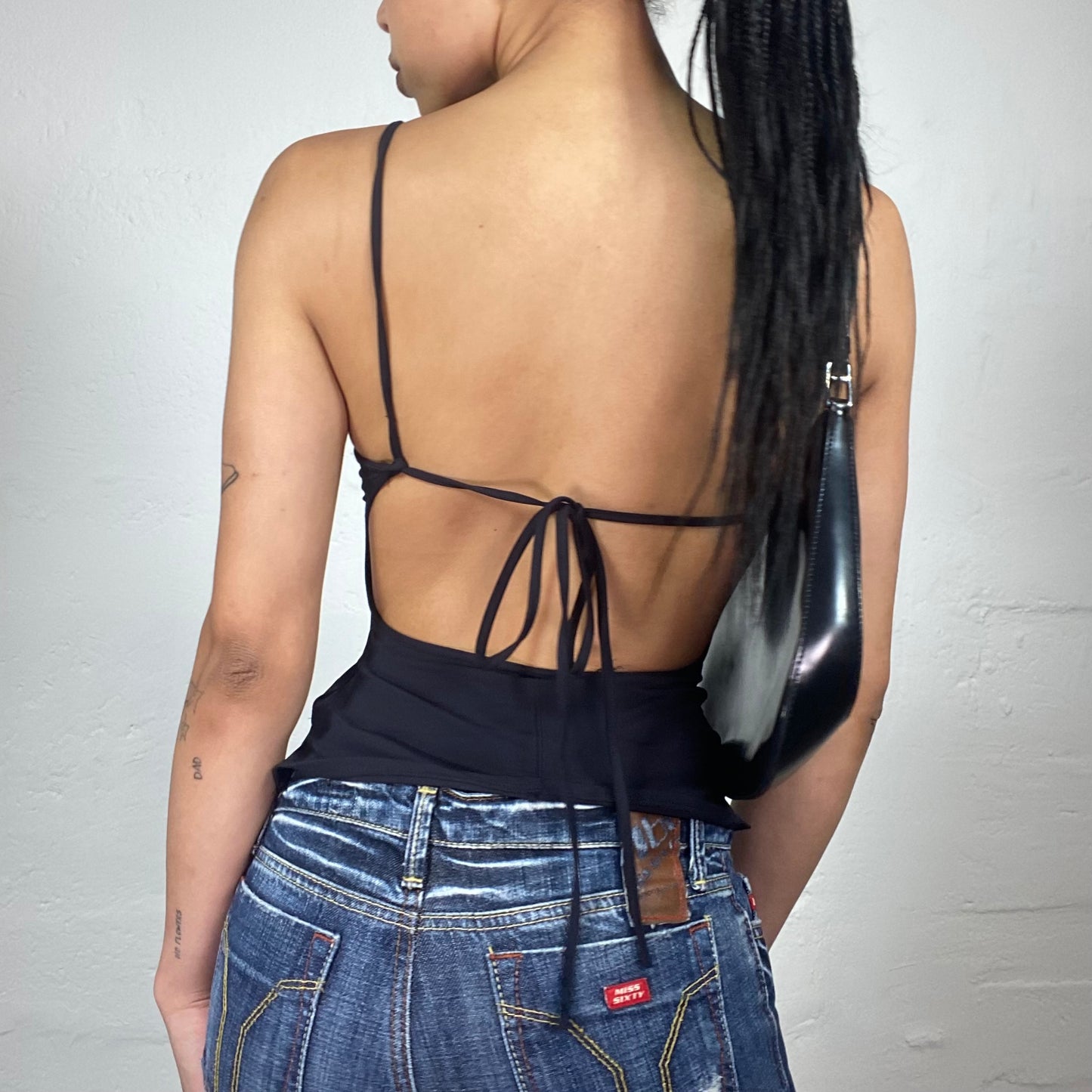 Vintage 2000's Sporty Downtown Girl Navy Blue Cami Top with Open Back (S)