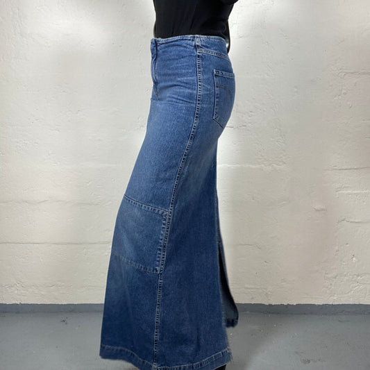 Vintage 2000's Downtown Girl Classic Blue Slim Fit Maxi Skirt (S)