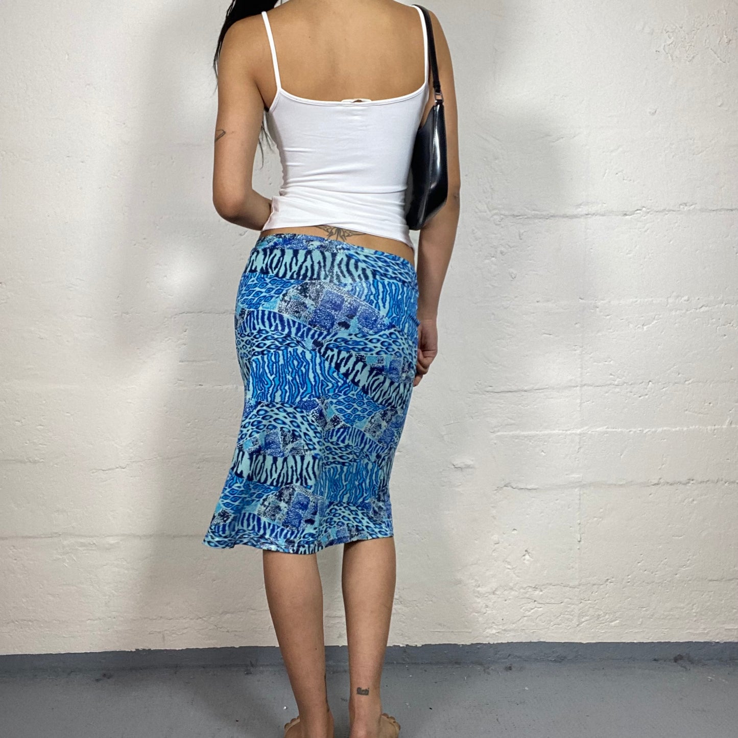 Vintage 2000's Summer Light Animal Print Combo Patched Midi Skirt (S)