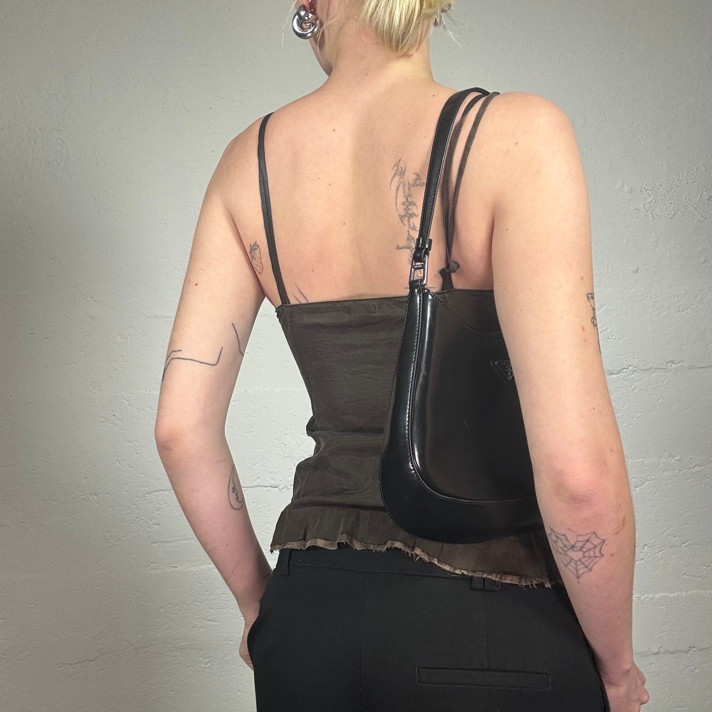 Vintage 2000's Romantic Sunday Date Brown Cami Too with Rose Detail (XS)