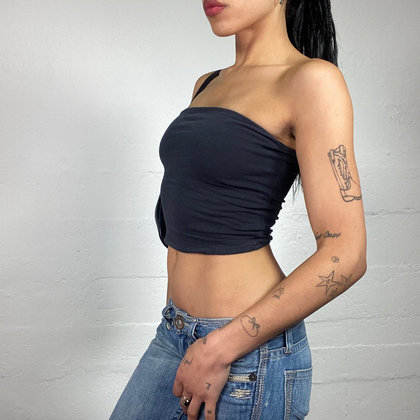 Vintage 2000's Hip-Hop Black Classic Cropped Tube Top (S)