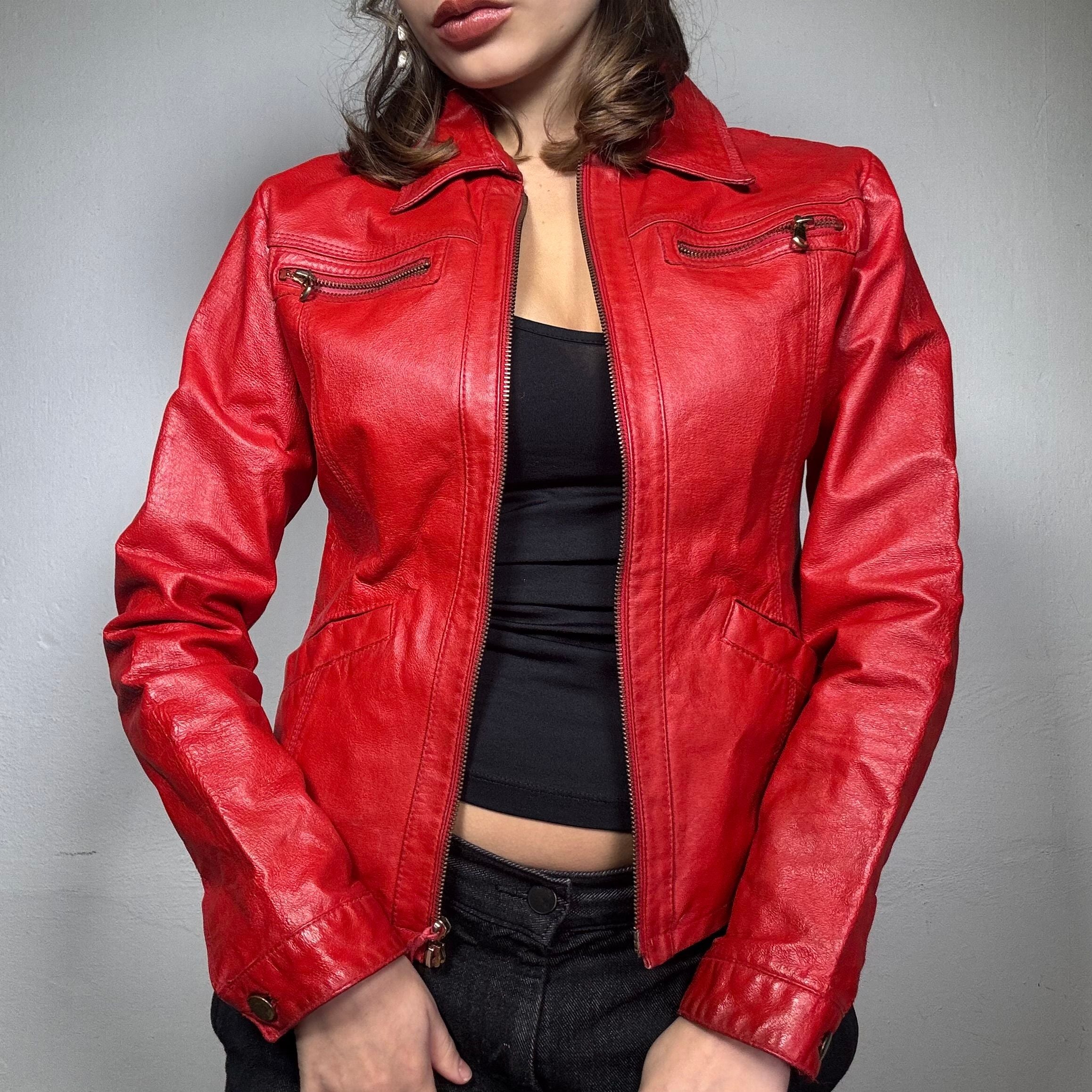 Vintage 90's Sleaze Red Leather Jacket (S) – Michelle Tamar