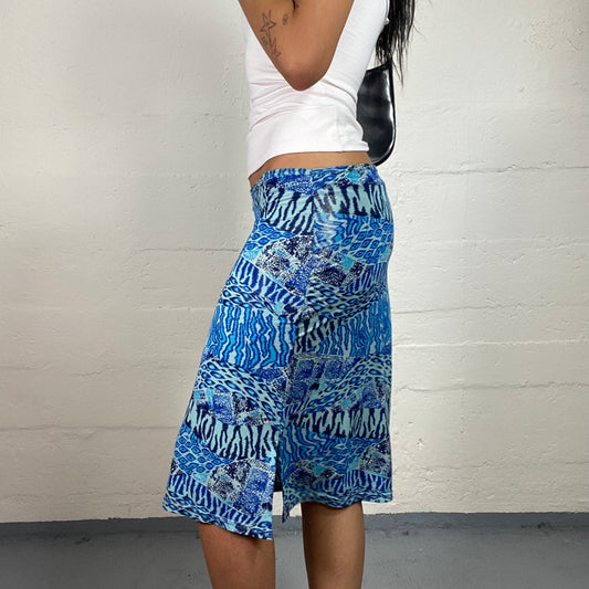 Vintage 2000's Summer Light Animal Print Combo Patched Midi Skirt (S)