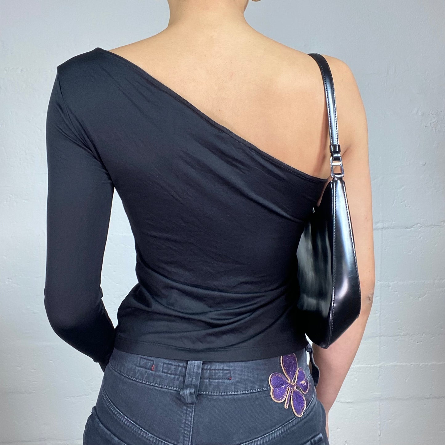 Vintage 2000's Chic Asymmetric One Shoulder Top (S)