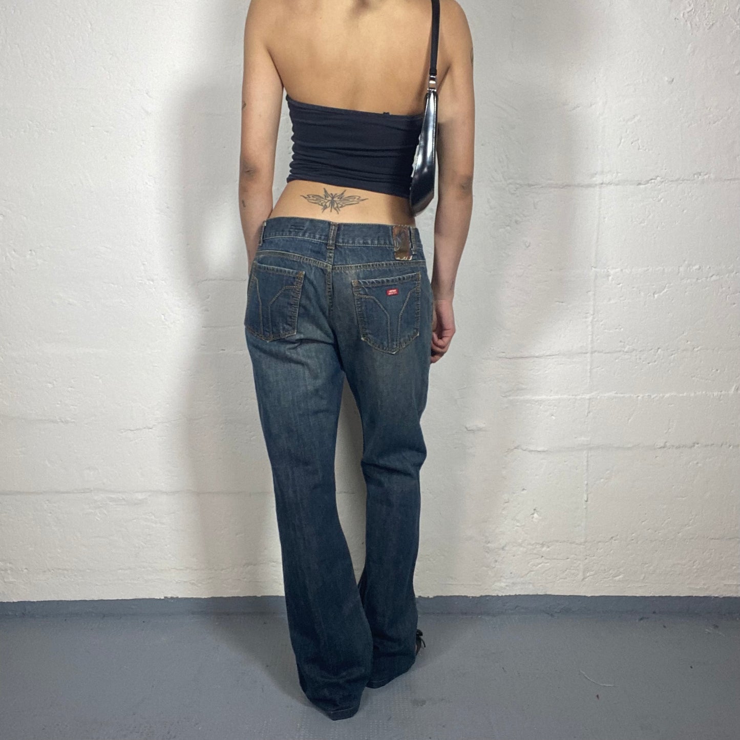 Vintage 2000's Miss Sixty Downtown Girl Dirty Wash Effect Straight Fit Low Waisted Jeans (L)