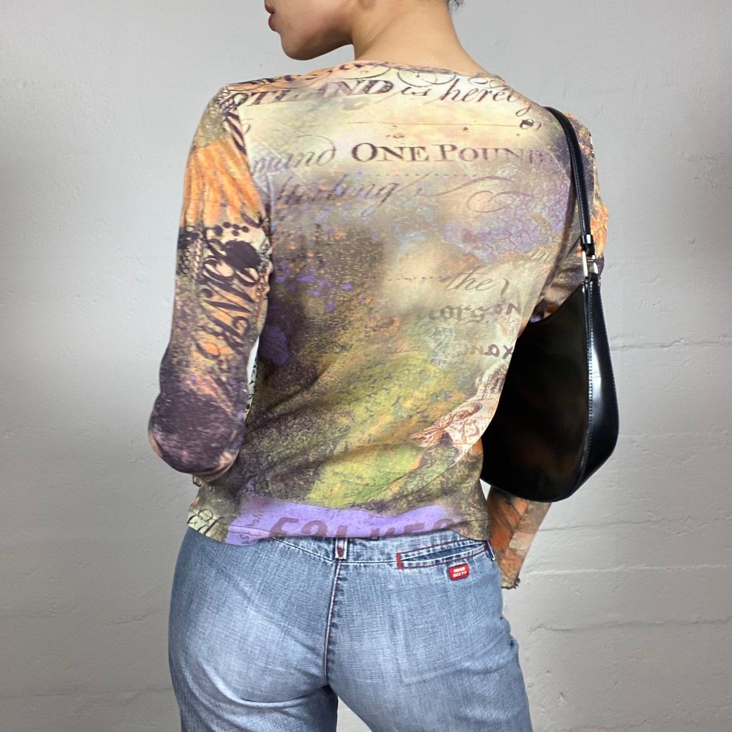 Vintage 2000's Downtown Girl Longsleeve Multicoloured Multiprinted Top (M)