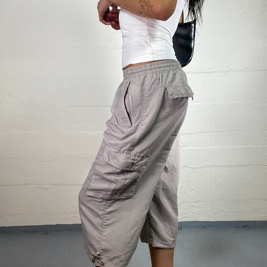 Vintage 2000's Skater Girl Grey Baggy Cargo Capri Pants (XL)
