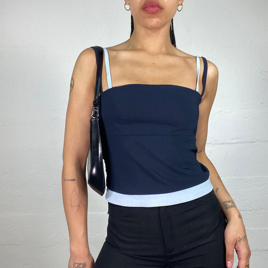 Vintage 2000's Downtown Girl Navy and Baby Blue 2-Layered Cami Top (S)