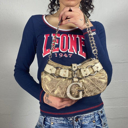 Vintage 2000's Glamorous Guess Beige Shiny Shoulder Chain Bag