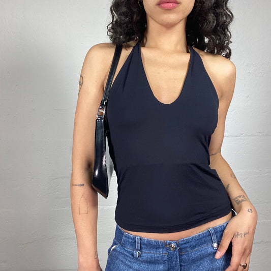 Vintage 2000's Casual Black Slim Fit Neckholder Top (S)