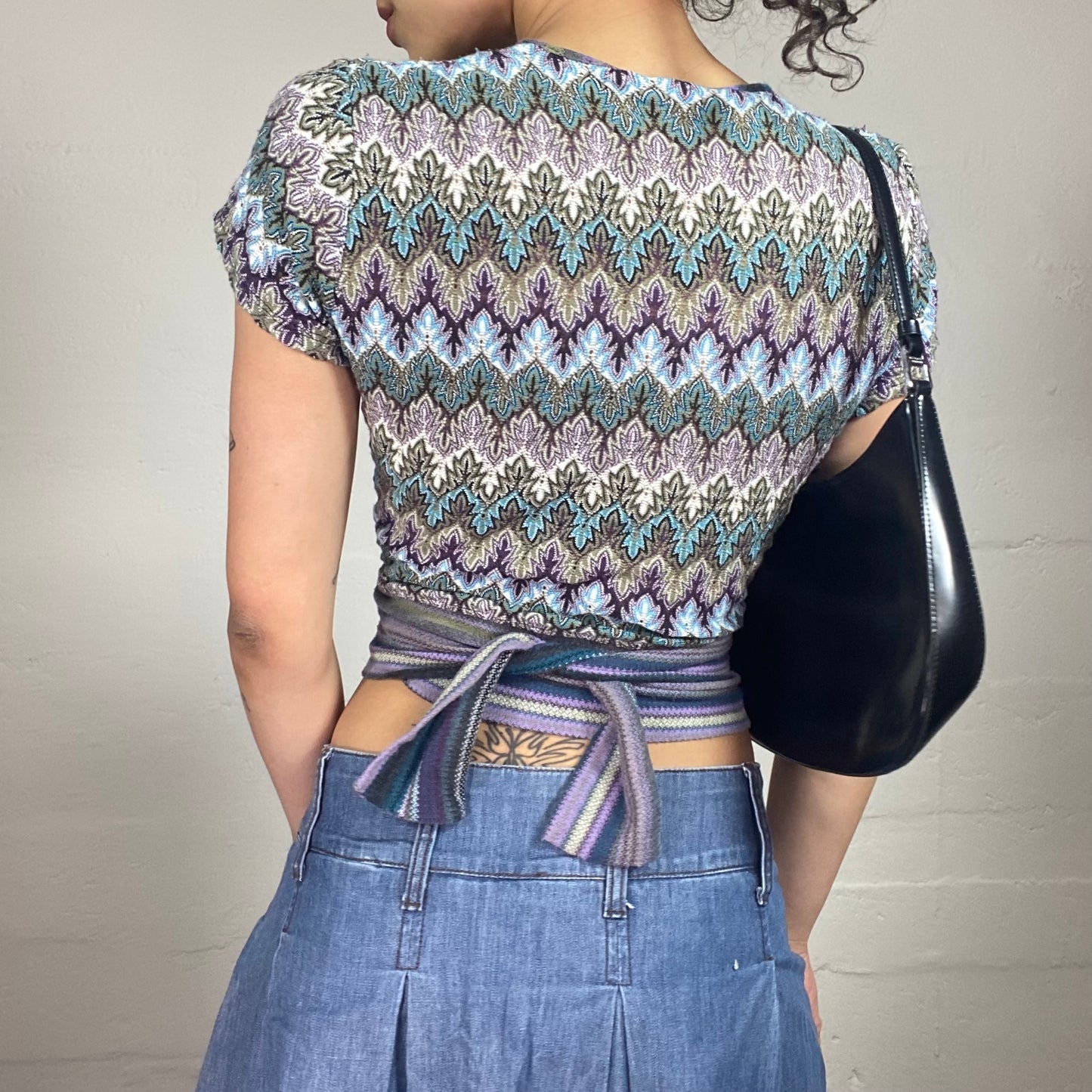 Vintage 2000's Hippie Wrapping Cardigan Style Top with Geomentric Print (S)