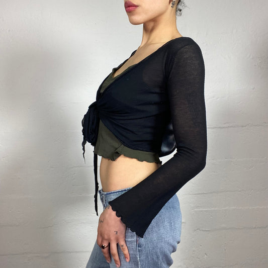 Vintage 2000's Romantic Black Mini Summer Cardigan (S)