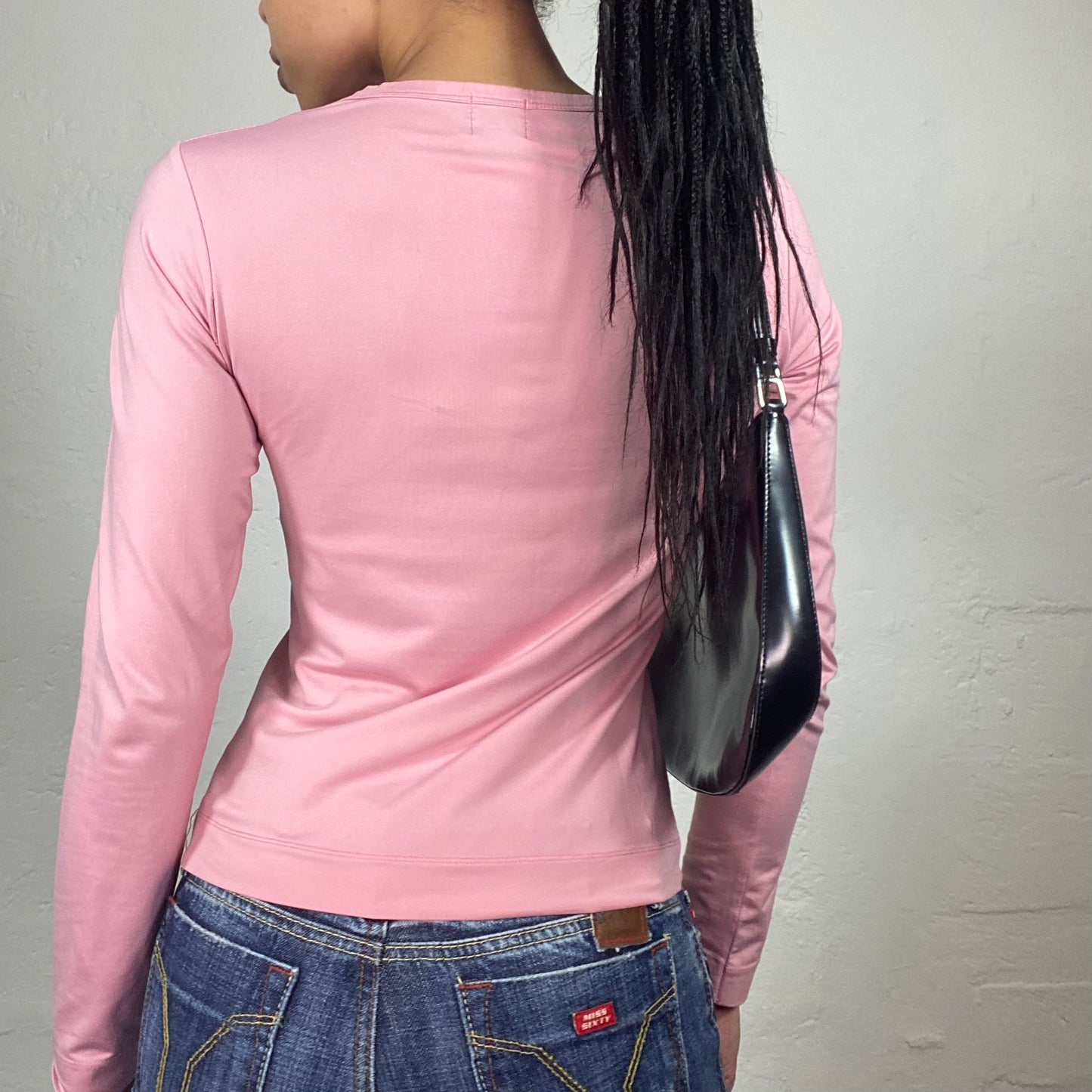 Vintage 2000's Downtown Girl Bubblegum Pink Longsleeve Casual Top (M)