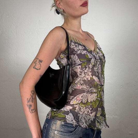 Vintage 2000's Miss Sixty Summer Forest Fairy Multicoloured Butterflies and Flowers Print Cami Top (S)