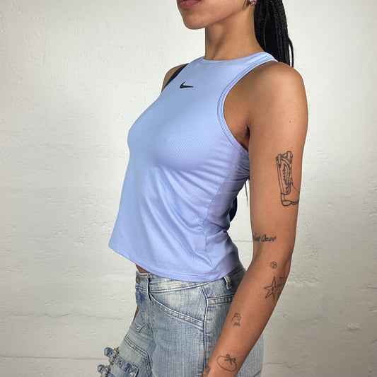 Vintage 2000’s Archive Nike Sporty Lavender Tank Top and Black Logo Print Detail (S)