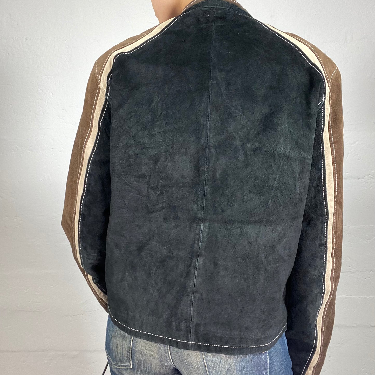 Vintage 2000's Biker Girl Black and Brown Leather Jacket