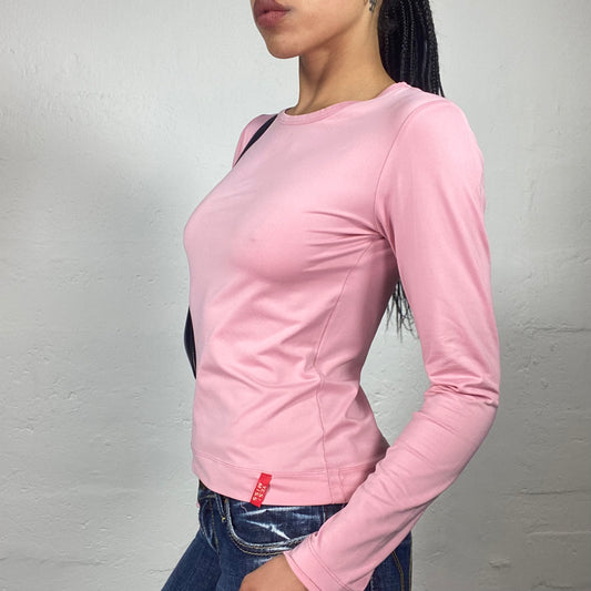 Vintage 2000's Downtown Girl Bubblegum Pink Longsleeve Casual Top (M)