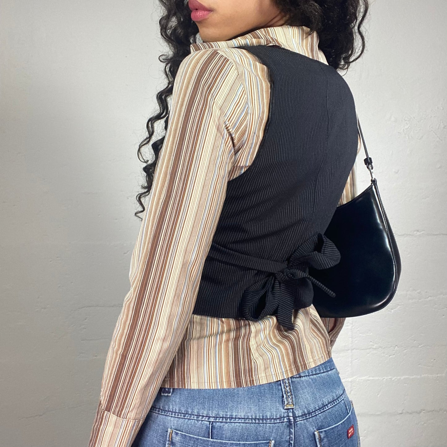 Vintage 2000's Office Girl Black Button Up Accessory Vest Top