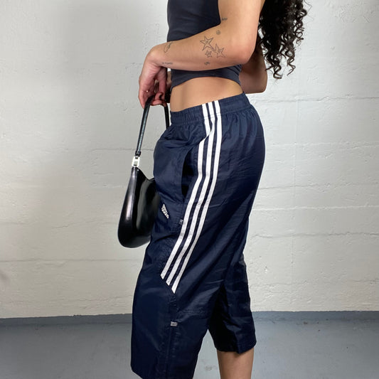 Vintage 2000's Archive Adidas Navy Blue Sporty Capri Pants (S)
