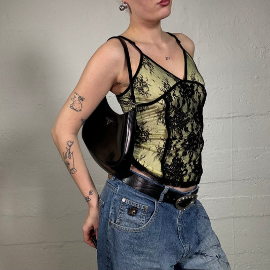 Vintage 2000's Vampy Cami Top with Lace Detailing (S/M)