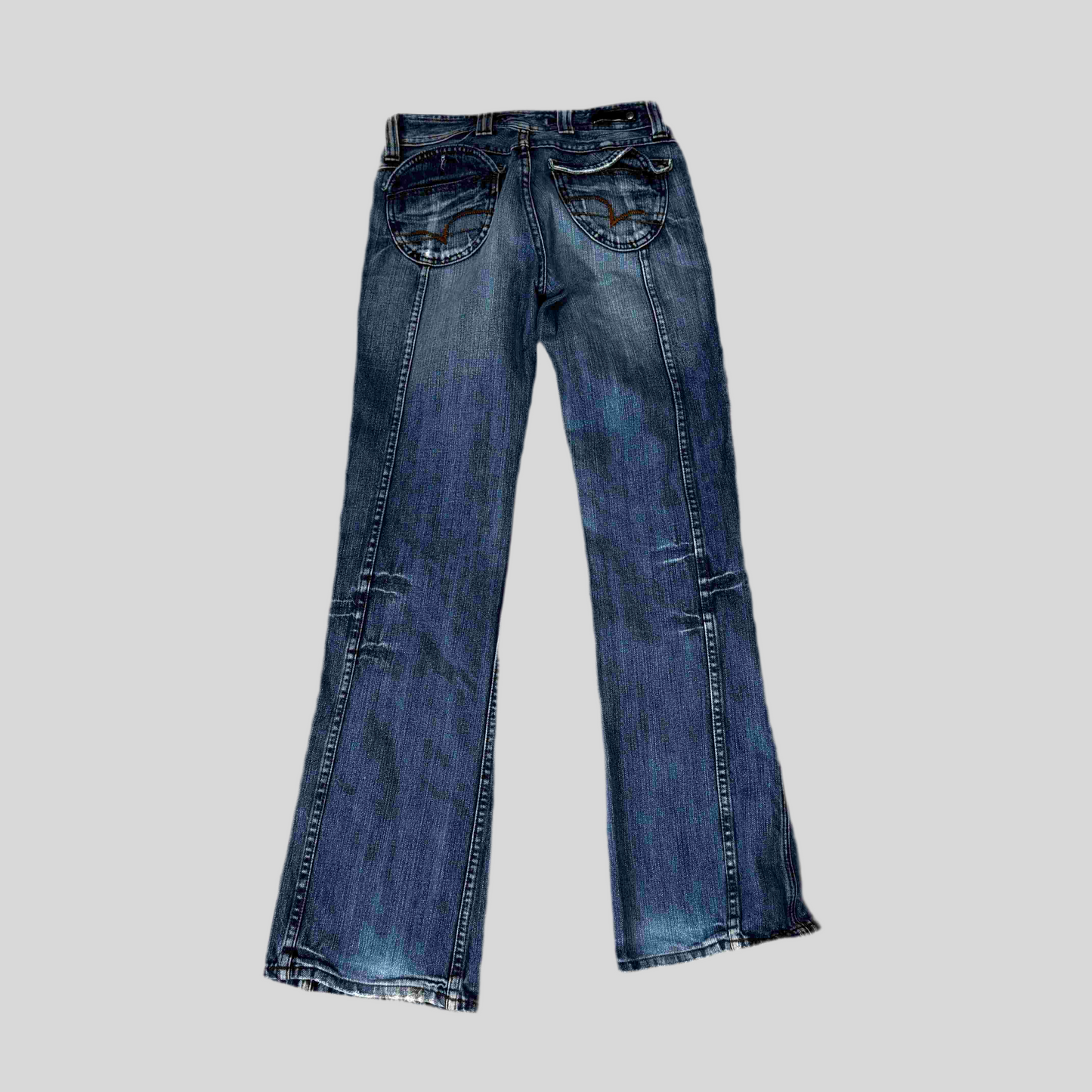 Vintage 90's Archive Dark Washed Denim Flared Pants (S)
