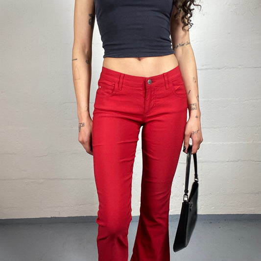 Vintage 2000's Miss Sixty Blood Red Low Rise Flare Pants (M)