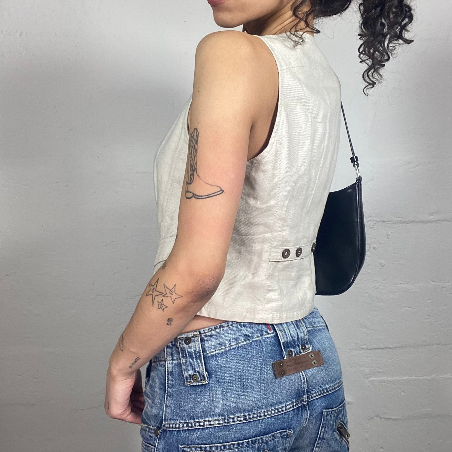 Vintage 2000's Downtown Girl Beige Double Closing Vest (M)