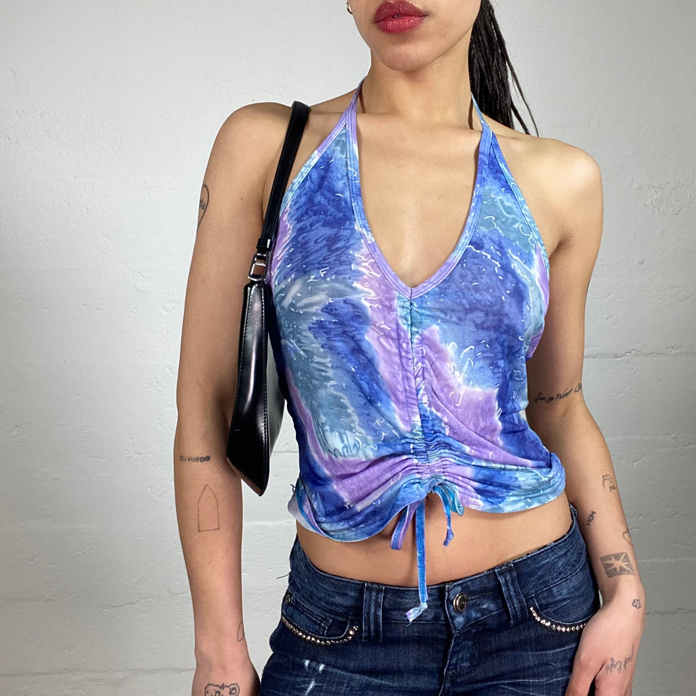 Vintage 2000s aqua tie up top