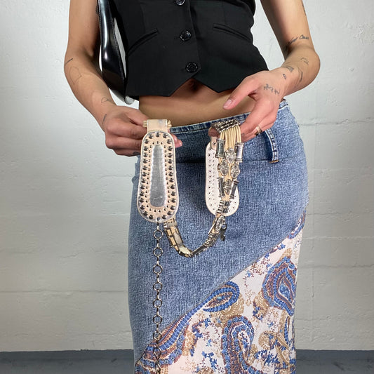 Vintage 2000's Boho Multiple Antique Silver Details Belt