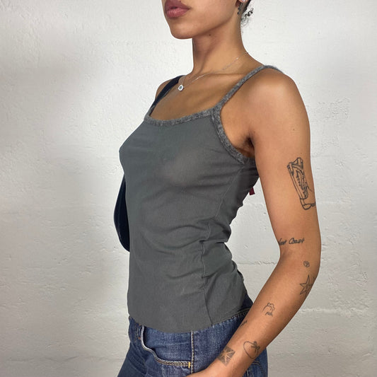 Vintage 2000's Skater Girl Khaki Green Classy Cami Top (S)