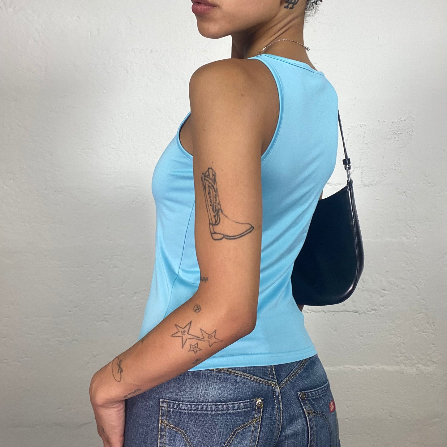 Vintage 2000's Soft Girl Baby Blue Sleeveless Sporty Tank Top (S)