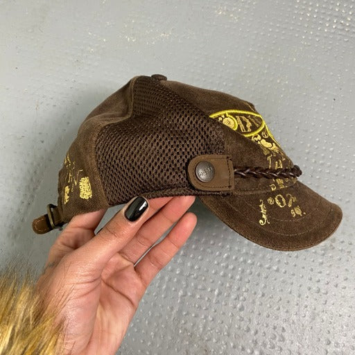 Vintage 2000’s Archive Diesel Tattooed Butterfly Brown Cap with Chain Detail