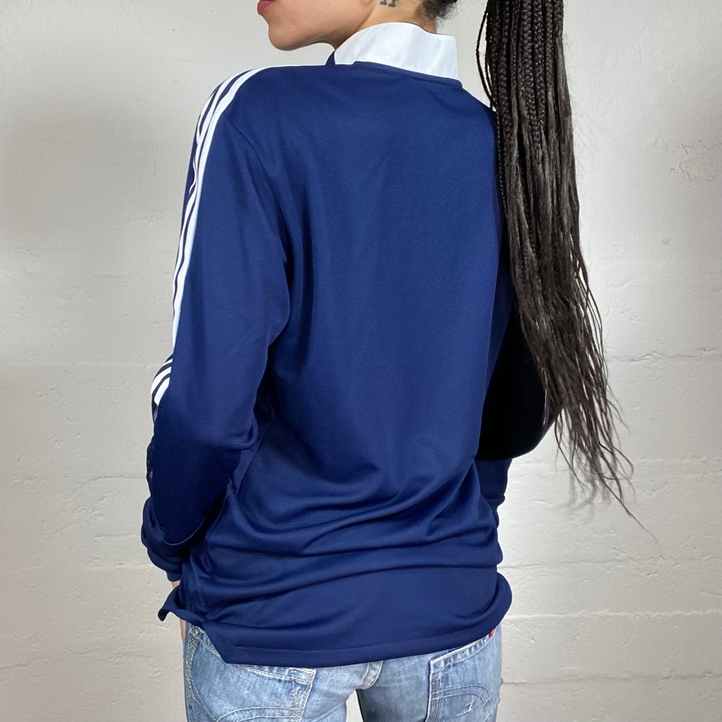Vintage 2000’s Archive Adidas Midnight Blue Sweatshirt with Neck Zipper (M)