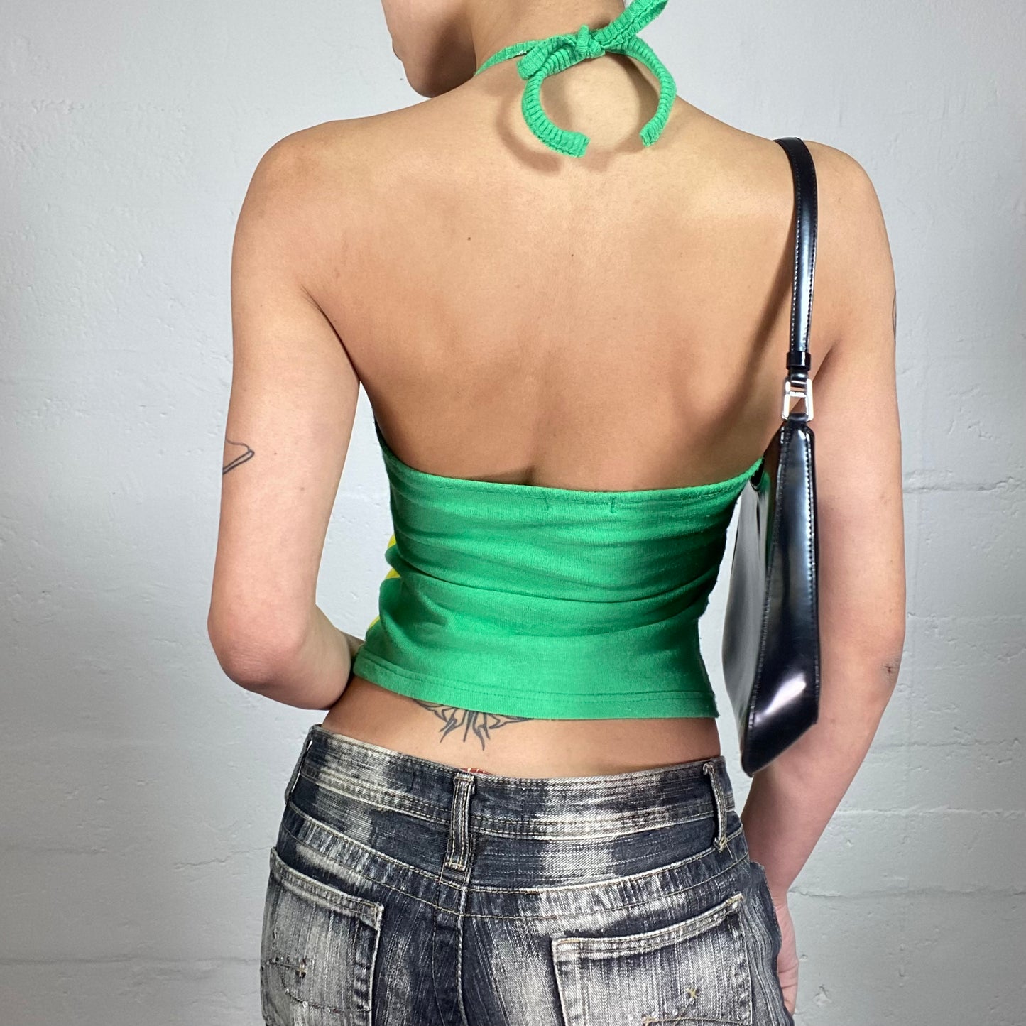 Vintage 2000's Beach Party Multicoloured Neckholder Top with Flower Print Detail (S)