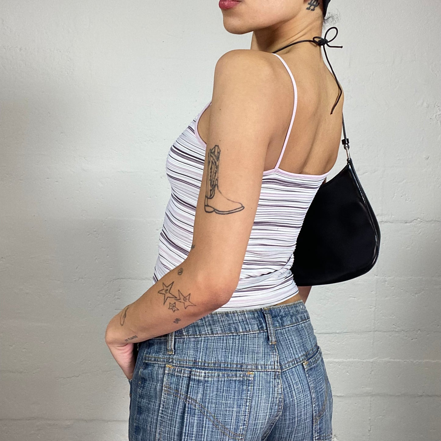 Vintage 2000's Clean Girl Vibe Faded Pink Stripe Printed Cami Top (S)