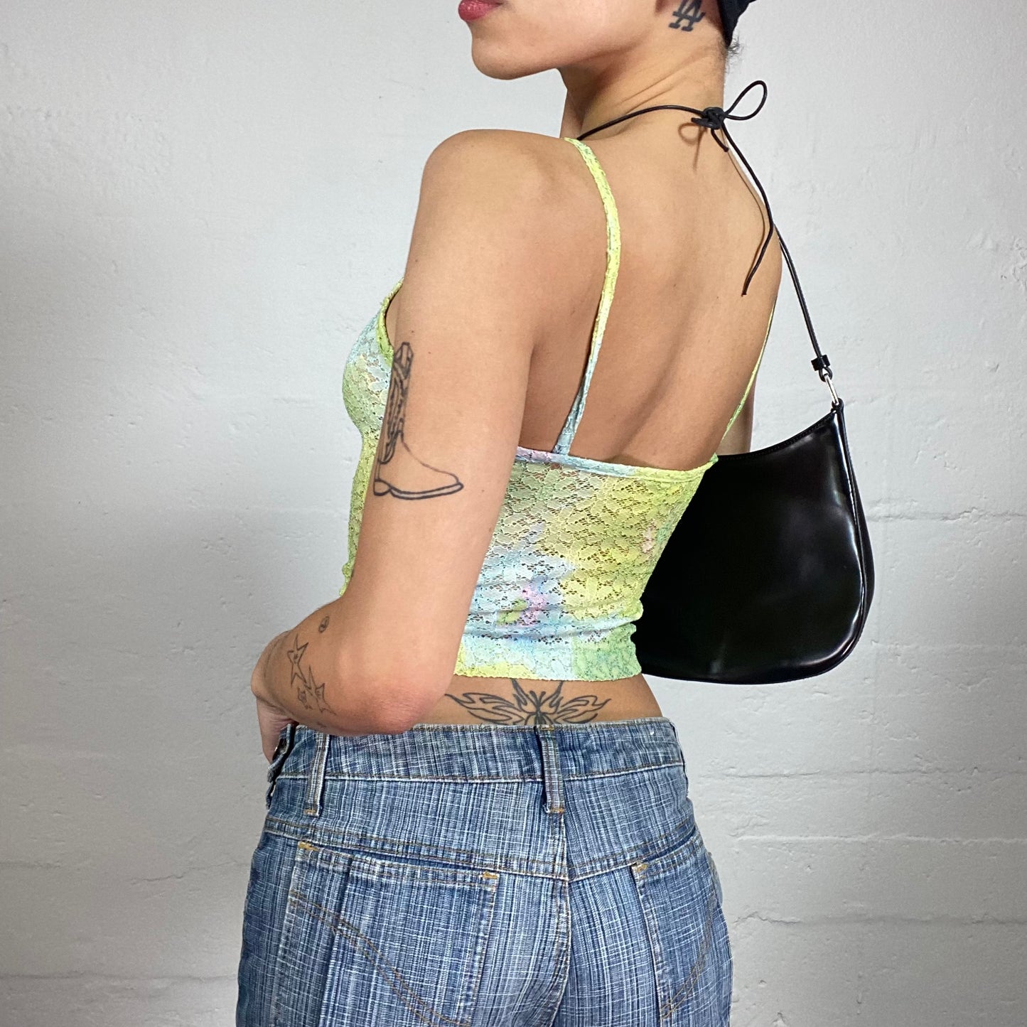 Vintage 2000's Spring Fairy Lace Green and Baby Blue Cami Top (S)