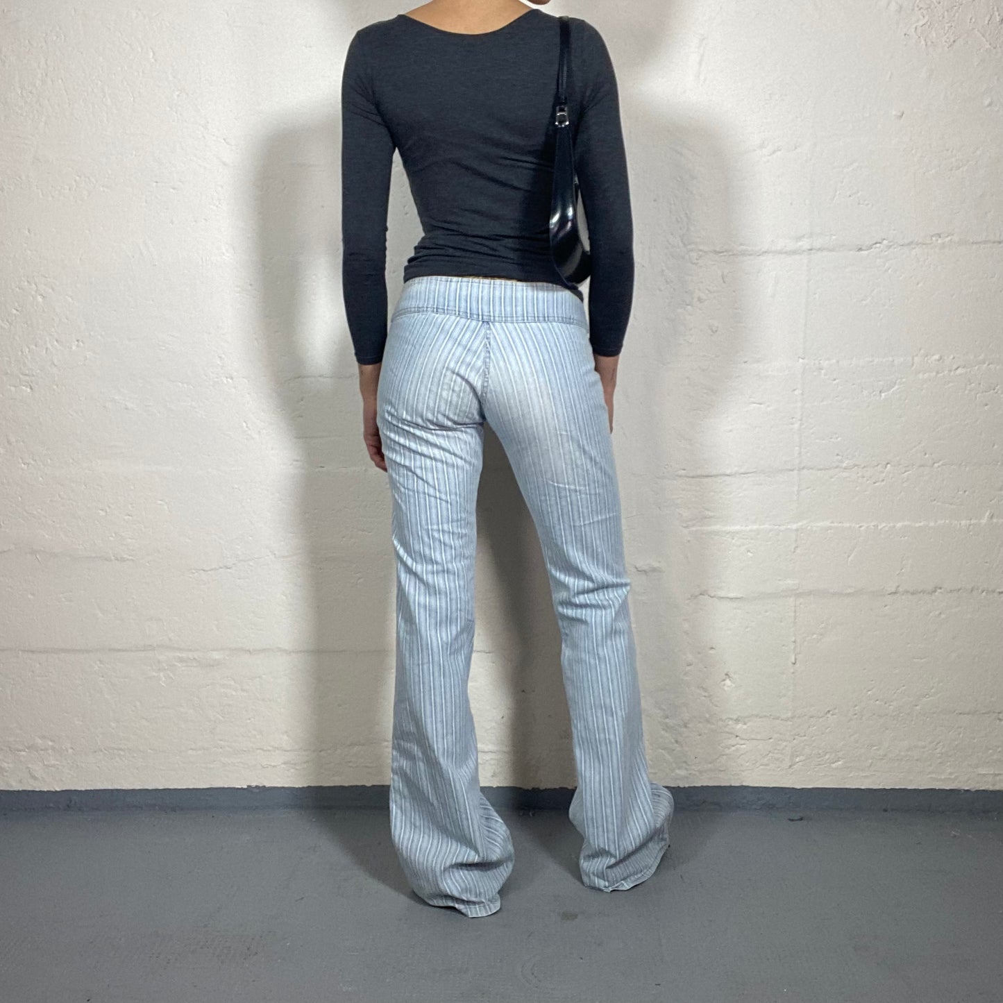 Vintage 2000's Coquette Light Washed Waistband Striped Flared Jeans (S)