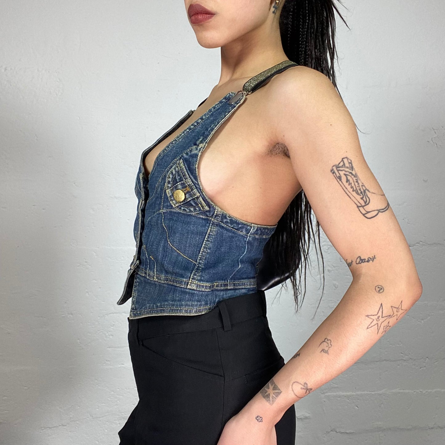Vintage 2000’ Clubwear Denim Vest with Golden Deatils (M)
