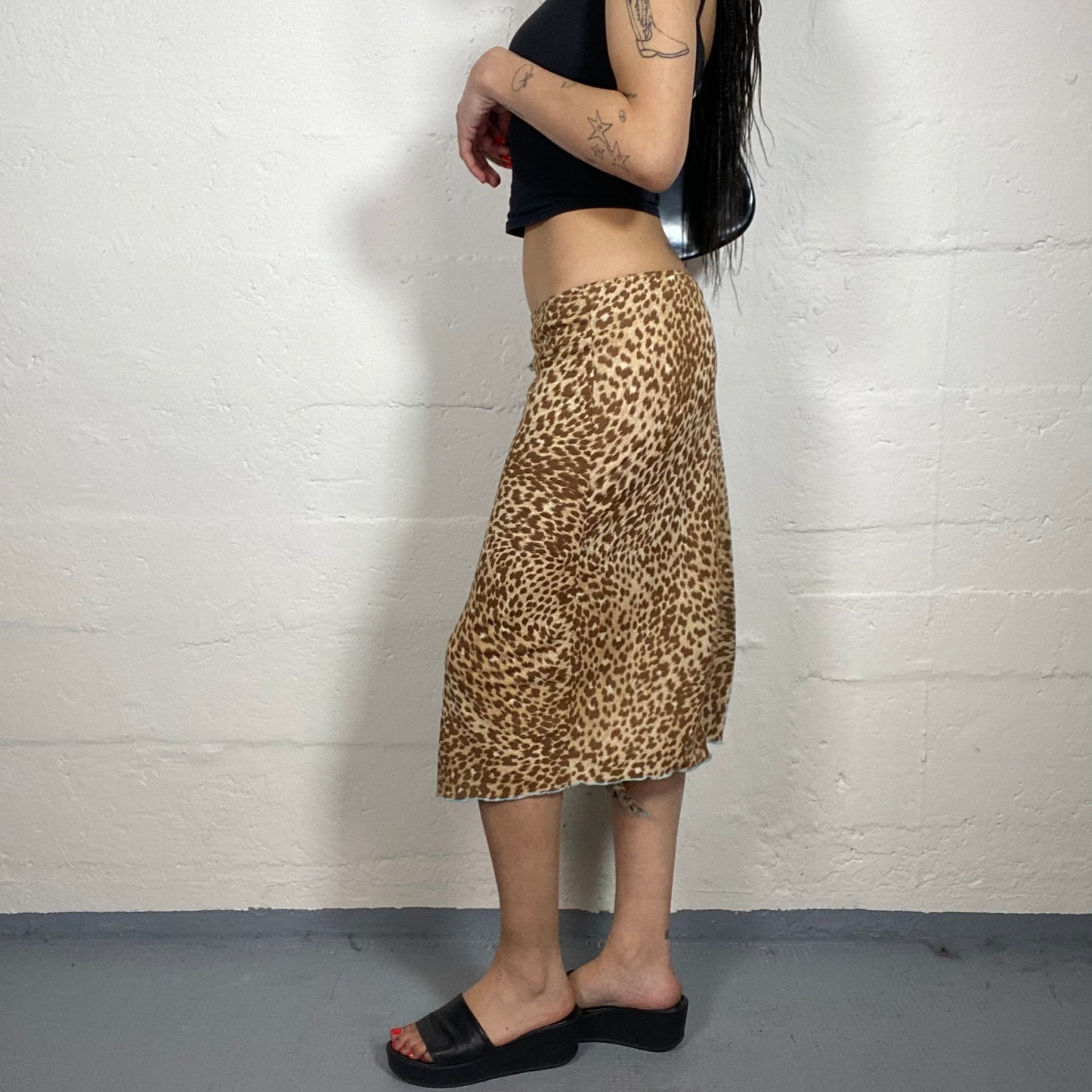 Vintage 2000's Morgan Cheetah Girl Summerwear Low Waisted Animal Print with Side Slit Detail (S/M)