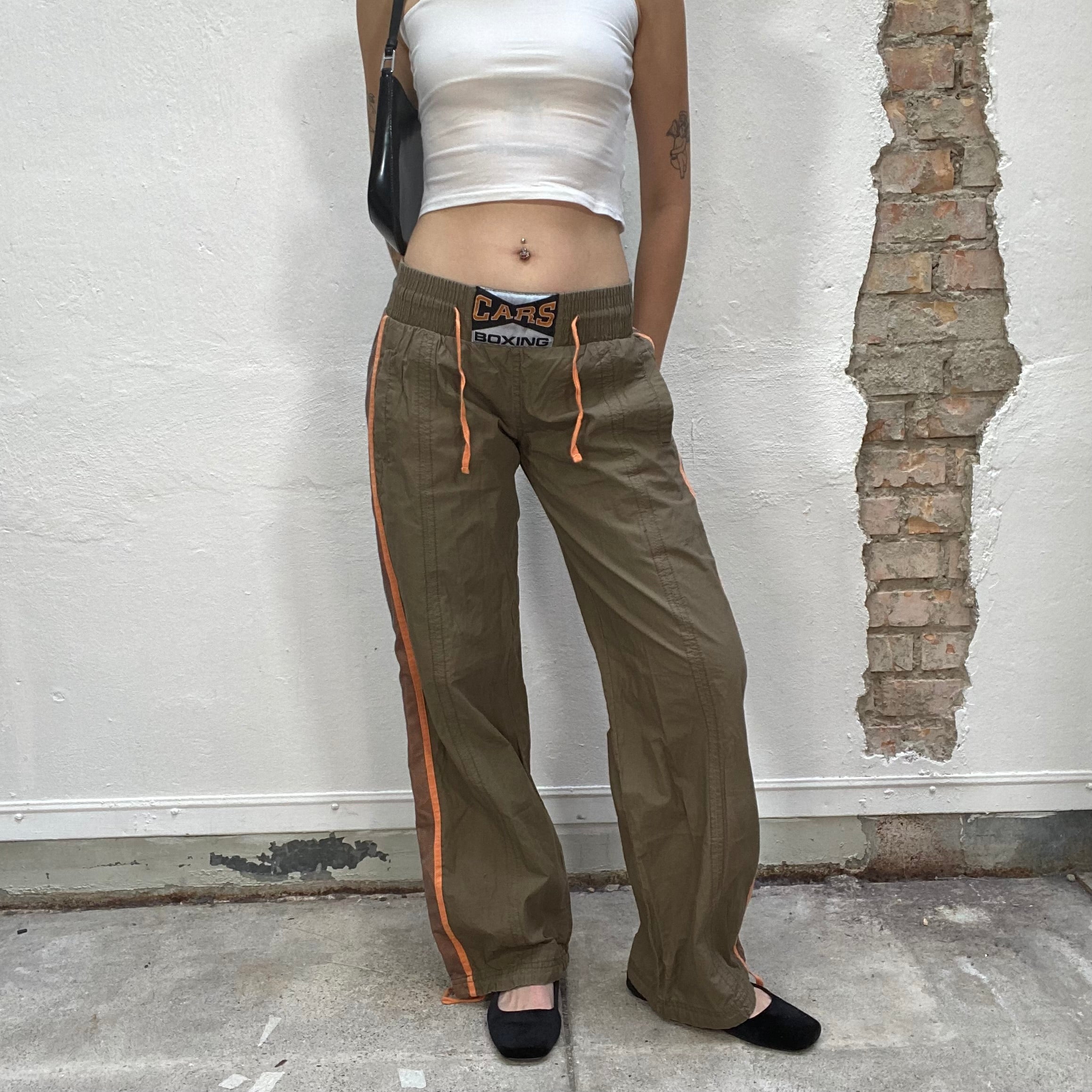 Vintage 90's Downtown Girl Khaki Track Pants with Orange Lines on the – Michelle  Tamar