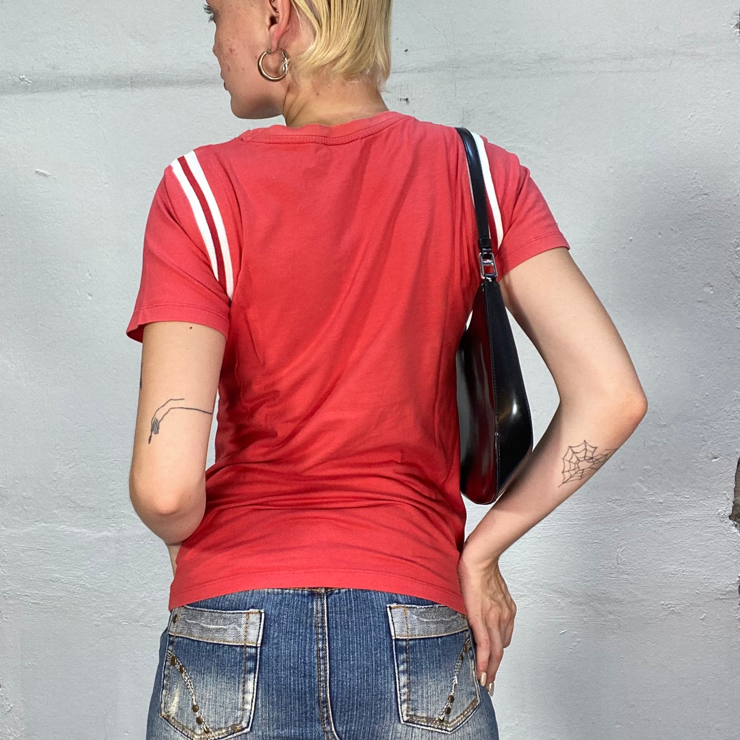 Vintage 90's Sporty Red Oversized Top with White "59" Print (M)