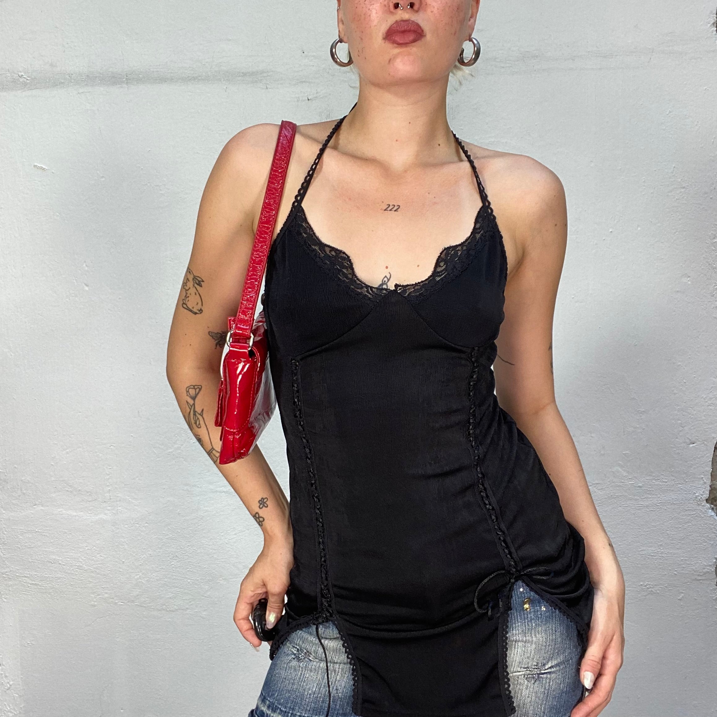 Vintage 90’s asymmetrical pointelle lace top