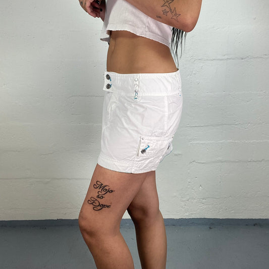 Vintage 2000's Downtown Girl White Summer Mini Low Rise Skirt (S)