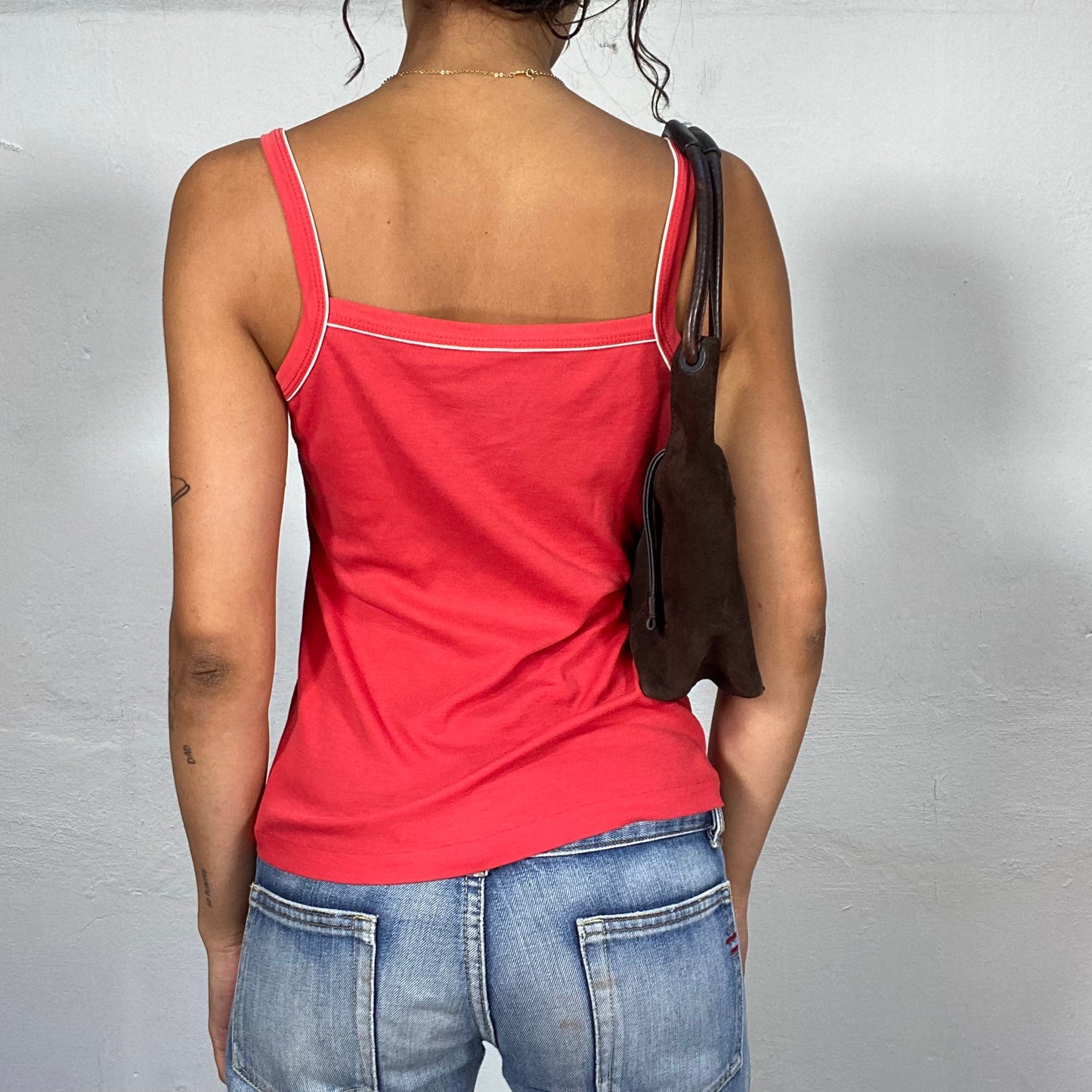 Vintage 2000's Timeless Summer Red Top with White Trim (S)