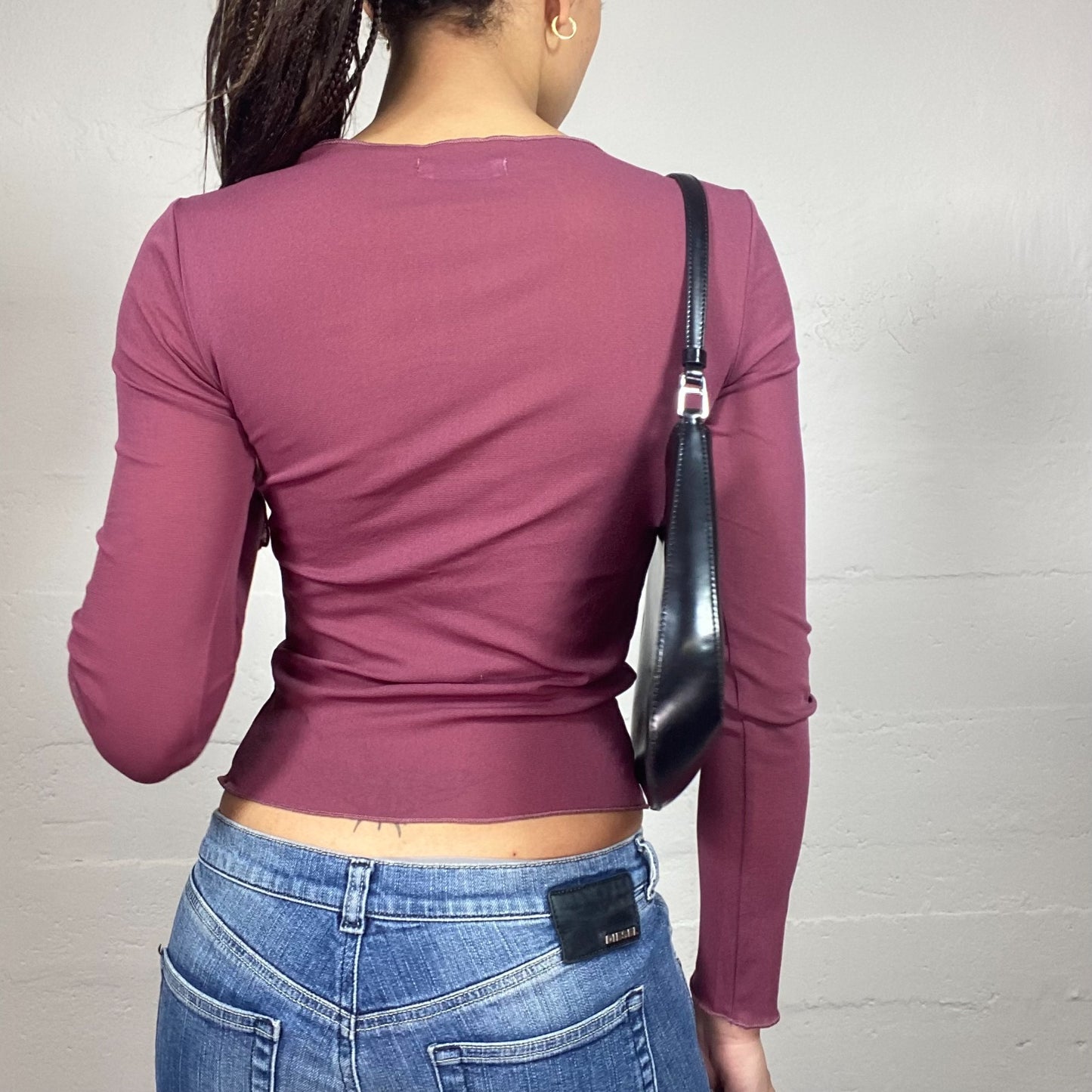 Vintage 2000's Rave Girl Garnet Mesh Longsleeve Top (S/M)