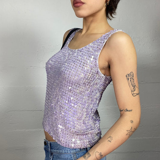 Vintage 2000's Clubwear Lilac Sequins Top (S/M)