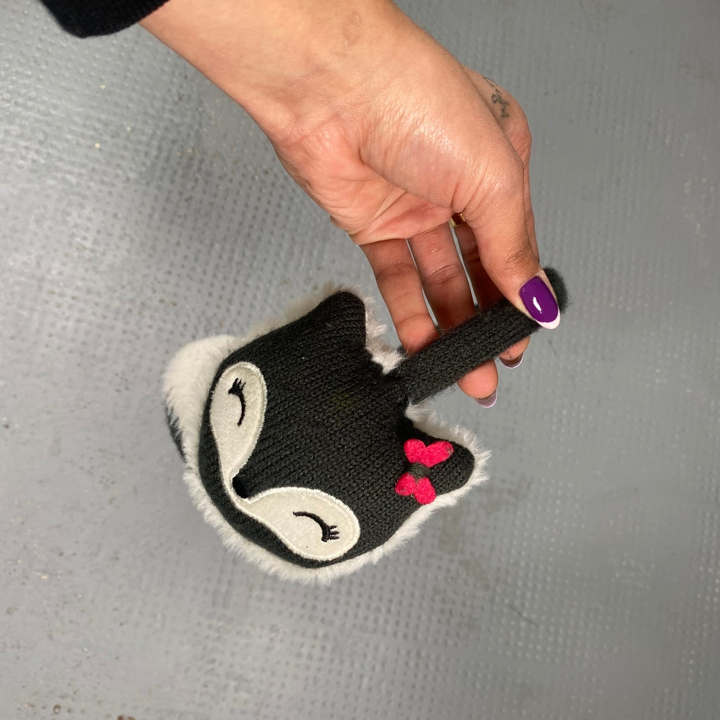 Vintage 200's Snow Princess Black Earmuffs with Kitty Print Detail