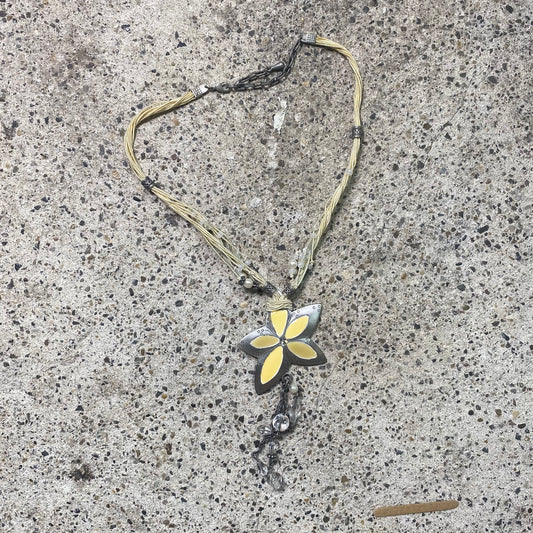Vintage 2000's Cute Yellow Necklace with 'Flower' Pendant
