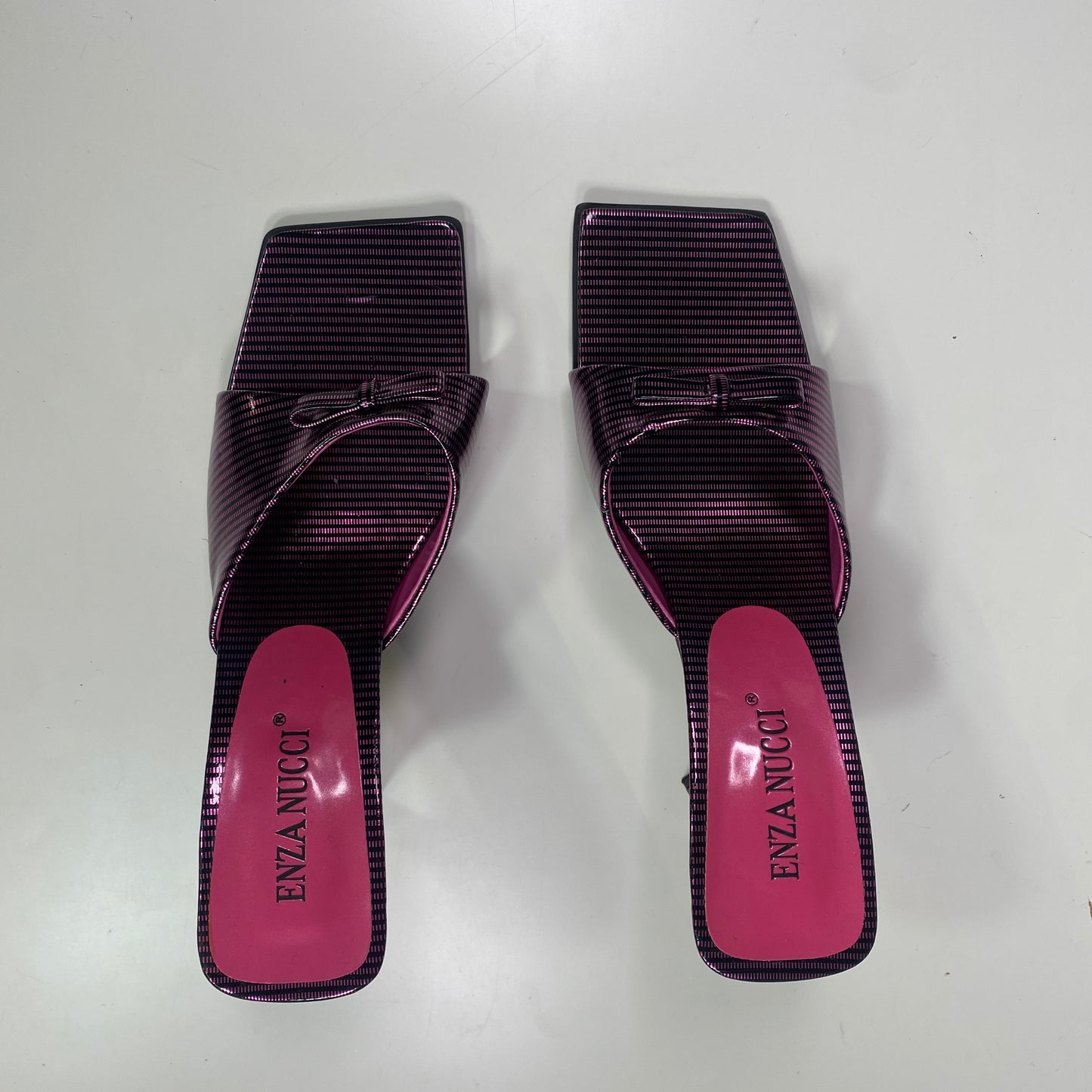 Vintage 2000's Disco Purple Square Heels with Shiny Material (Size 38)