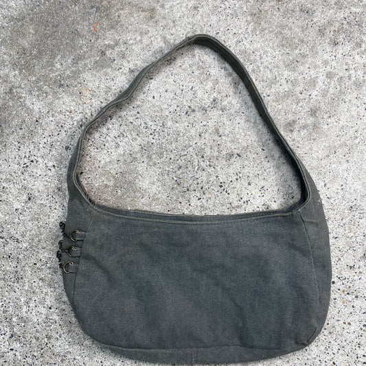 Vintage 2000's Grunge Grey Denim Mini Shoulder Bag with Bras Hardware Details